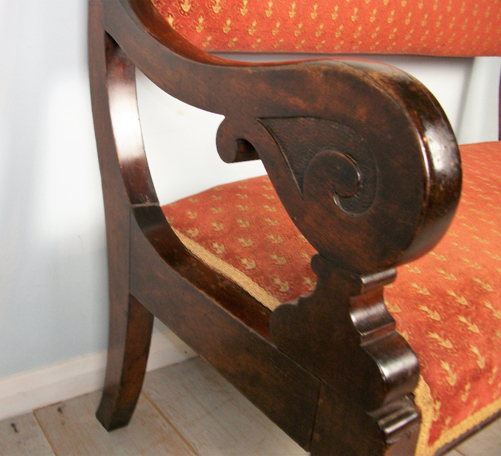 Victorian Walnut Window Seat Hall Bench